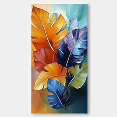 Leaf Minimalist Wall Art Large Colorful Monstera Leaves Painting Botanical Painting Nature Wall Art Decor