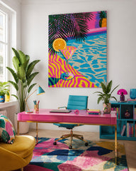 Retro Pop Art Swimming Pool Painting For Living Room And Lounge Wall Decor