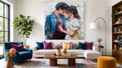Expressive Figure Painting With Thick Impasto Strokes For Modern Living Room Wall Art