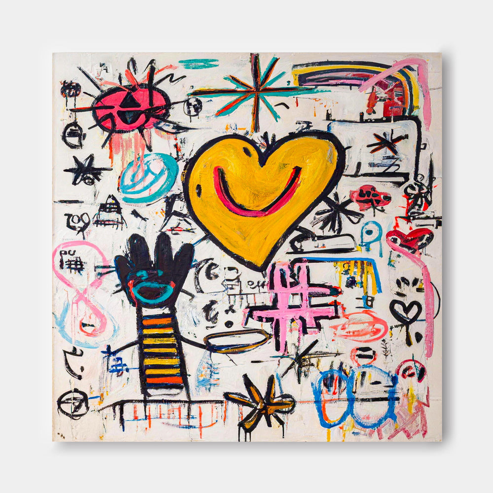 Expressive Heart Centered Abstract Art For Creative Studio And Lounge