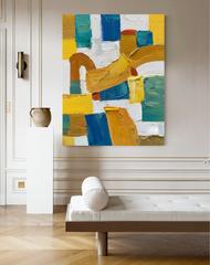Abstract Geometric Wall Art Large Original Acrylic Painting On Canvas Living Room