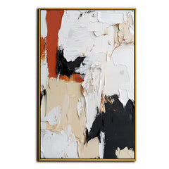 Contemporary Abstract Art – Vibrant Movement in Rust Orange and Black Oil Painting