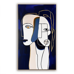 Entwined Souls-Abstract Minimalist Face Line Art Painting with – Figurative Wall Art