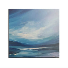 The Blue Ocean – Abstract Sea & Sky Oil Art: Calming Blue Hues