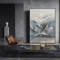 North Pole – Blue & White Abstract Oil Painting Inspired by Arctic Landscapes