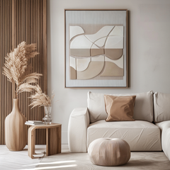 Beige Minimalist Textured Oil Painting