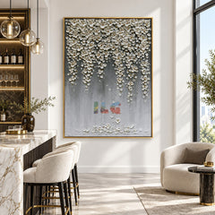 Pearl Blossom Veil – Luxury Floral Textured Wall Art