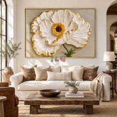 Golden Petal Elegance – Luxury Floral Textured Wall Art