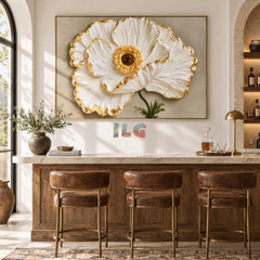 Golden Petal Elegance – Luxury Floral Textured Wall Art