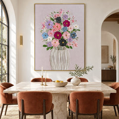 Blush Bouquet Bloom – Textured Floral Vase Wall Art