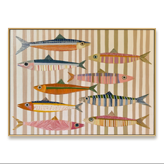 Colorful Fish Harmony – Coastal Abstract Wall Art hand-painted wall art