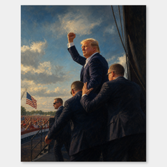 Defiance in Butler oil painting, complete artwork on a light gray background