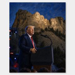 At the Shrine of Democracy oil painting, complete artwork on a light gray background