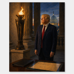 The Torch of the Republic oil painting, complete artwork on a light gray background