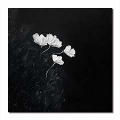 Timeless Elegance-Textured Minimalist Flower Painting for Modern Decor