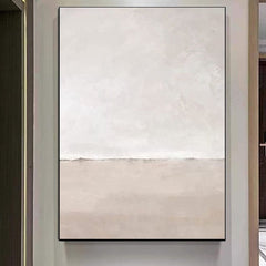 Ethereal Calmscape – Minimalist Vertical Textured Oil Painting in Soft Neutrals