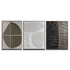 Fragmented Silence-Modern Abstract 3-Piece Wall Art Set – Textured Geometric Wall Art