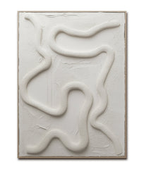 Fluid Pathways – Modern Textured Abstract Wall Art: Organic Curved Lines in Neutral White