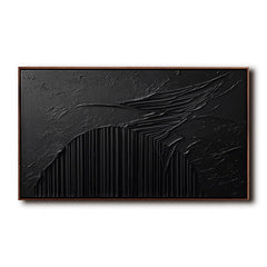 Black Depth – Monochrome Textured Abstract Painting for Contemporary Interiors