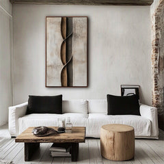 Ethereal Flow – Neutral Textured Abstract Painting for Modern Minimalist Interiors