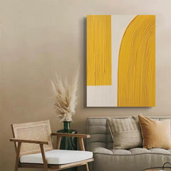 Bright Yellow Large Abstract acrylic painting Texture Minimalist Oil Painting On Canvas Original Wall Art For Living Room