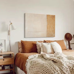 Large Abstract Acrylic Painting Framed Original Wall Art Texture Beige Minimalist Oil Painting Living Room Decor