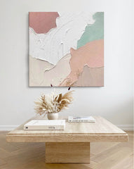 Abstract Minimalist Oil Painting on Canvas Original Modern Beige Textured Knife Acrylic Painting Large Wall Art Home Decor