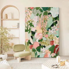 Original Abstract Floral Painting Green Flowers Acrylic Painting Canvas Large Textured Art For Living Room
