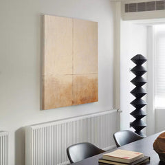 Original Beige and Yellow Minimalist Oil Painting Abstract Large Vintage Wall Art Home Decor