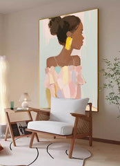 Original Elegant Woman Wall Art Vibrant Large Figure Painting Minimalism Colorful Abstract Artwork Gift