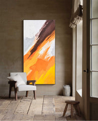 Yellow Long Version Large Abstract Oil Painting Original Wall Art Painting Home Decor