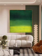 Large Wall Art Yellow And Green Original Minimalist Artwork Abstract Oil Painting For Living Room