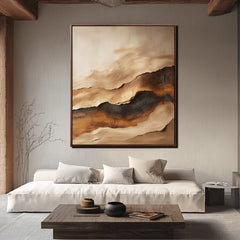 Golden Horizon – Textured Abstract Landscape Painting for Modern Decor