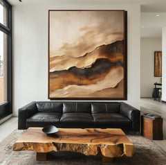 Golden Horizon – Textured Abstract Landscape Painting for Modern Decor