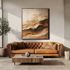 Golden Horizon – Textured Abstract Landscape Painting for Modern Decor