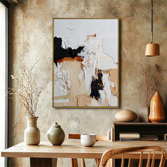Vertical Abstract Oil Painting with Bold Texture and Modern Neutrals Wall Art