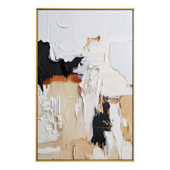 Vertical Abstract Oil Painting with Bold Texture and Modern Neutrals Wall Art