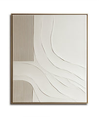 Tranquil Flow: Curved & Linear Abstract Decorative Painting – Handmade Wabi-Sabi Wall Art