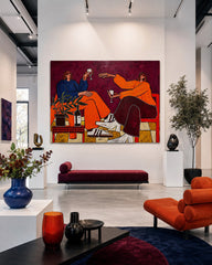 Modern Friends Portrait Painting With Wine For Living Room Wall Art Decor