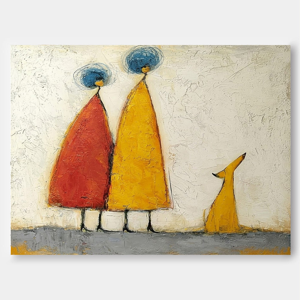 Minimalist Textured Canvas Art Colorful Abstract Figures For Contemporary Home Interior