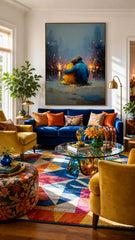 Romantic Couple Painting City View Modern Oil Art For Living Room Decor
