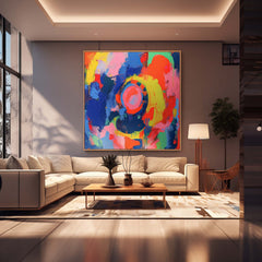 Square Abstract Wall Art Original Planet Abstract Painting For Sale Colorful Painting Canvas For Living Room