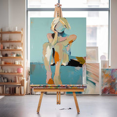 Large Faceless Portrait Painting Abstract Lady Painting Woman Face Artwork Original Wall Art Framed Home Decor