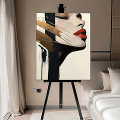 Original Texture Girl Profile Wall Art Abstract Advanced Face Oil Painting On Canvas Lady Modern Artwork