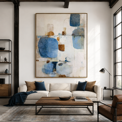 Azure Stillness Composition – Abstract Textured Wall Art