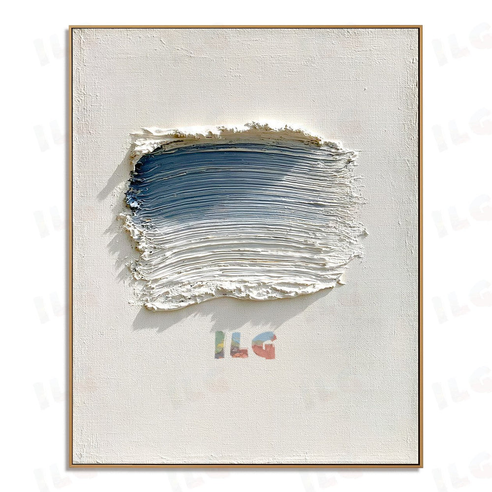 Blue Horizon Layer – Coastal Texture Minimal Wall Art hand-painted wall art
