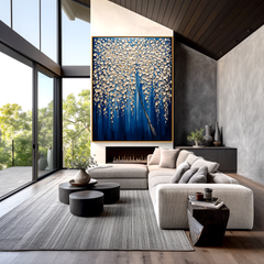 Celestial Veil – Textured Abstract Floral Tree Oil Painting