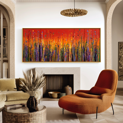 Ember Field – Large Textured Abstract Panoramic Oil Painting