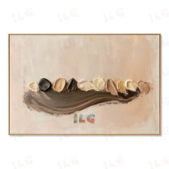 Fluid Horizon – Sculpted Drift Minimal Wall Art hand-painted wall art