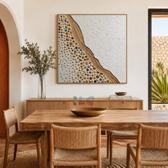Gilded Pebble Stream – Abstract Textured Wall Art